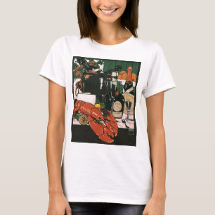 T-shirt Champagne au homard vintage ; Fête élégante chic