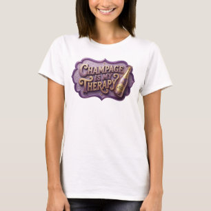 T-shirt CHAMPAGNE COLORÉ VIF EST MA THÉRAPIE Texte 3D v2