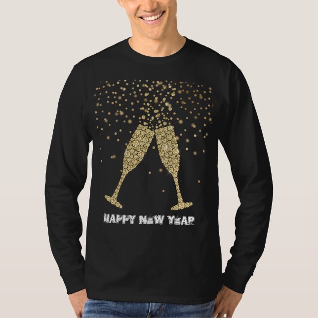T-shirt Champagne Gold Sparkle Nouvel An (Devant)