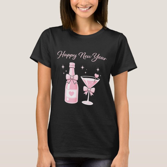 T-shirt Champagne Swea Martini Coquette Happy New Year Par (Devant)