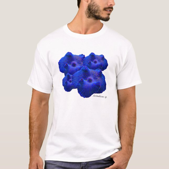 T-shirt Champignon bleu, espèces d'Actinodiscus de corail (Devant)