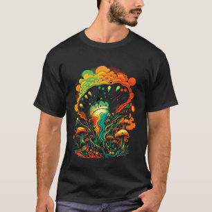 T-shirt Champignon Coloré. Orange Vert ROUGE Jaune, Amusan