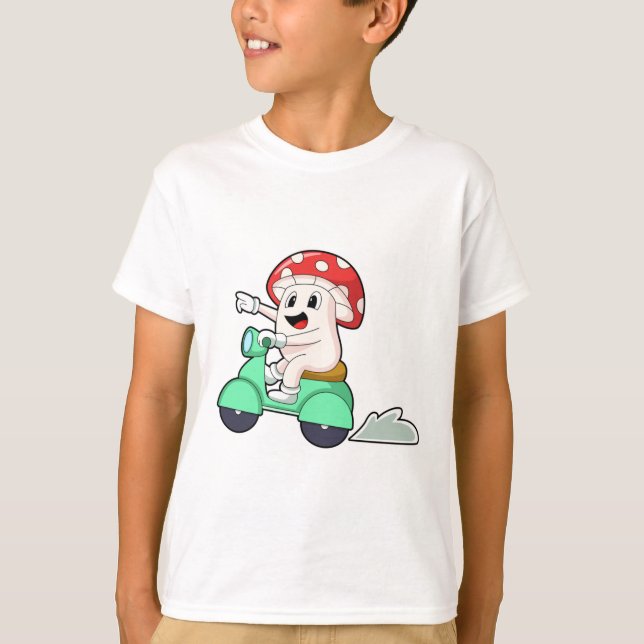 T-shirt Champignon comme motard avec Scooter.PNG (Devant)