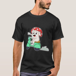 T-shirt Champignon comme motard avec Scooter.PNG