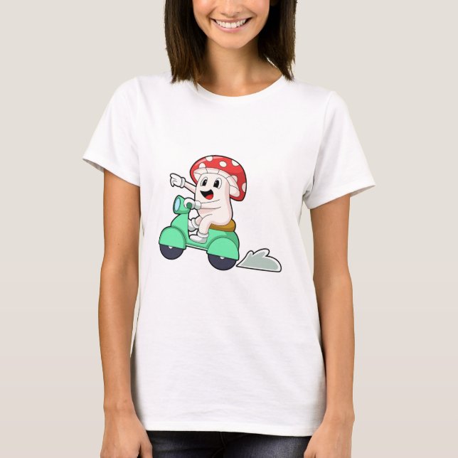 T-shirt Champignon comme motard avec Scooter.PNG (Devant)
