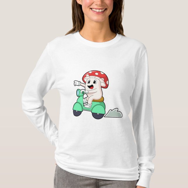 T-shirt Champignon comme motard avec Scooter.PNG (Devant)