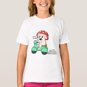T-shirt Champignon comme motard avec Scooter.PNG