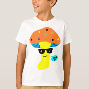 T-shirt champignon mignon le plus frais avec lunettes