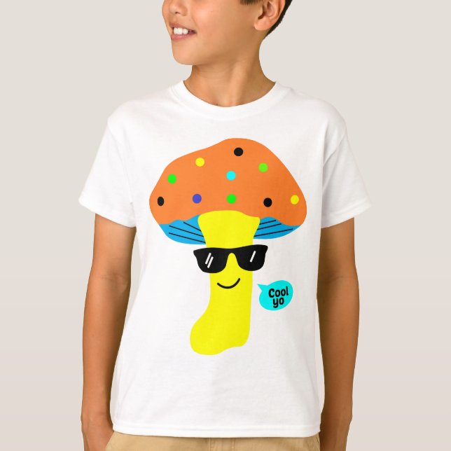 T-shirt champignon mignon le plus frais avec lunettes (Devant)