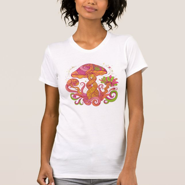 T-shirt Champignon psychédélique tripant - Boho coloré  (Devant)