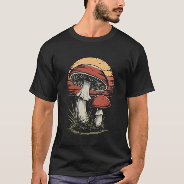 T-shirt Champignon Rétro Cueillette de Champignons pour Sp (Devant)