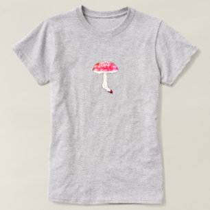 T-shirt Champignon Rose Dessiné à la Main Art Fongique Pas