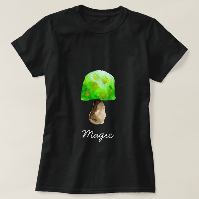 T-shirt Champignon vert aquarelle champignons mignons (Design devant)