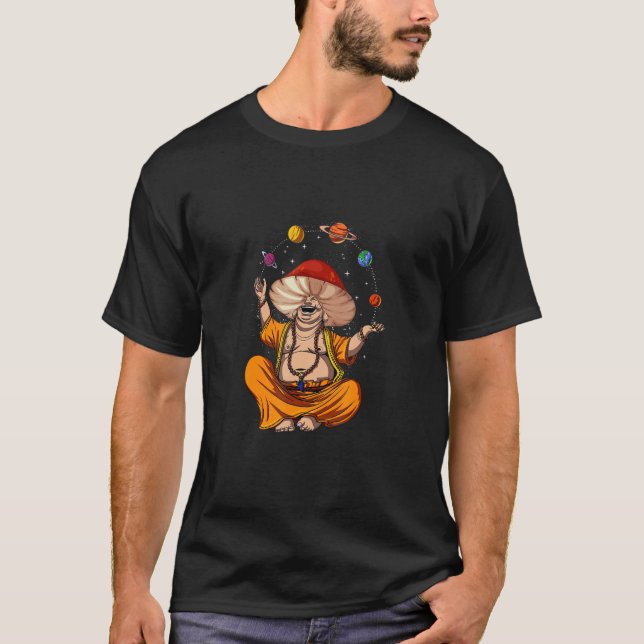 T-shirt Champignons Bouddha Zen Yoga Méditation Psychédéli (Devant)
