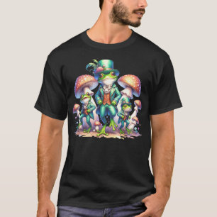 T-shirt Champignons Cottagecore Grenouilles Vertes Danse F