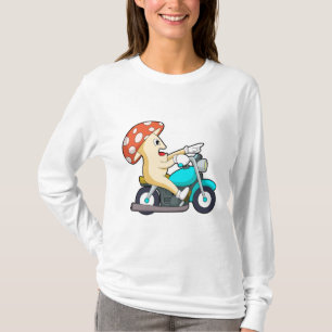 T-shirt Champignons en moto avec moto