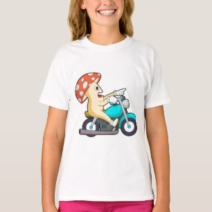 T-shirt Champignons en moto avec moto