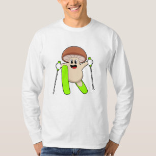 T-shirt Champignons en ski avec ski