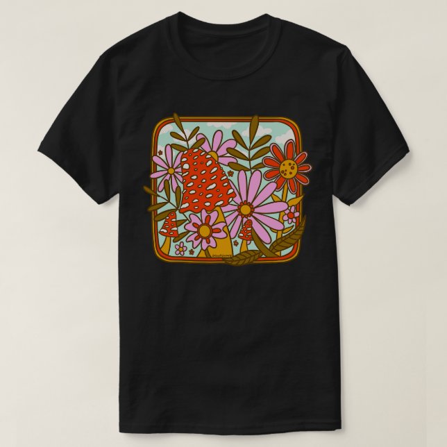 T-shirt Champignons et fleurs (Design devant)