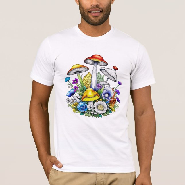 T-shirt Champignons et fleurs magiques (Devant)