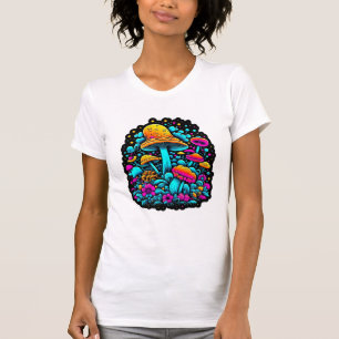 T-shirt Champignons et fleurs rétro Neon