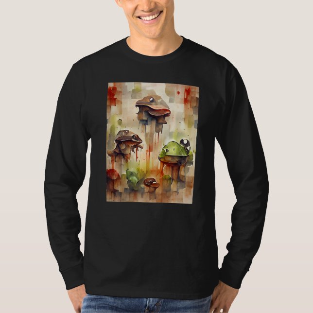 T-shirt Champignons Pastel Abstraits Avec Yeux Pixel Imita (Devant)