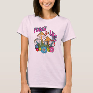T-shirt Champignons Vie Rétro Psychédélique Boho Floral Ch