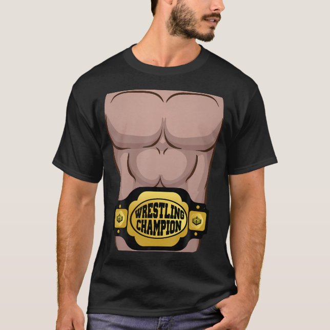 T-shirt Champion Ceinture Wrestler Costume Halloween Chemi (Devant)