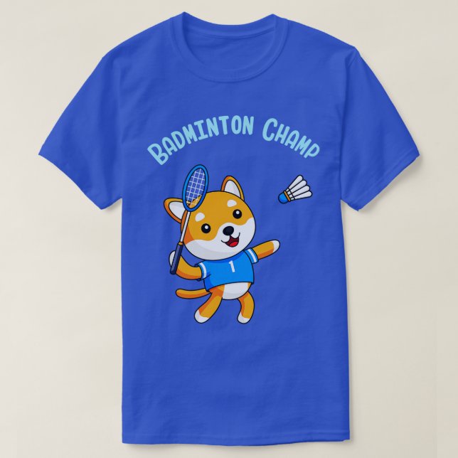 T-shirt Champion de Badminton chien mignon enfants Sport (Design devant)