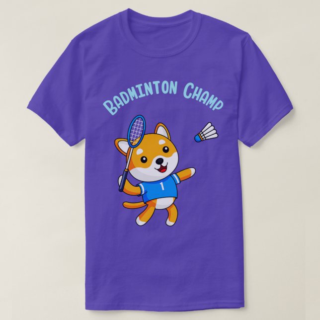 T-shirt Champion de badminton Chien mignon Sport pour enfa (Design devant)
