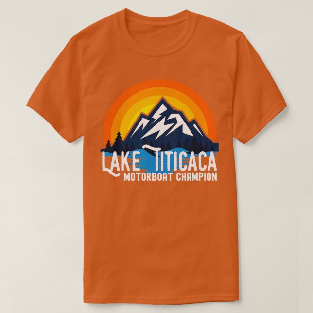 T-shirt Champion de bateau à moteur du lac Titicaca Bolivi (Design devant)