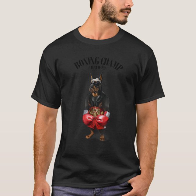 T-shirt Champion de boxe Doberman Dog Fighter 1 (Devant)