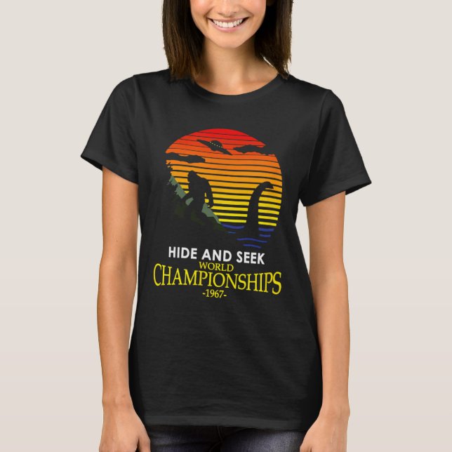 T-shirt Champion de cache-cache Nessie Lochness Bigfoot Yé (Devant)