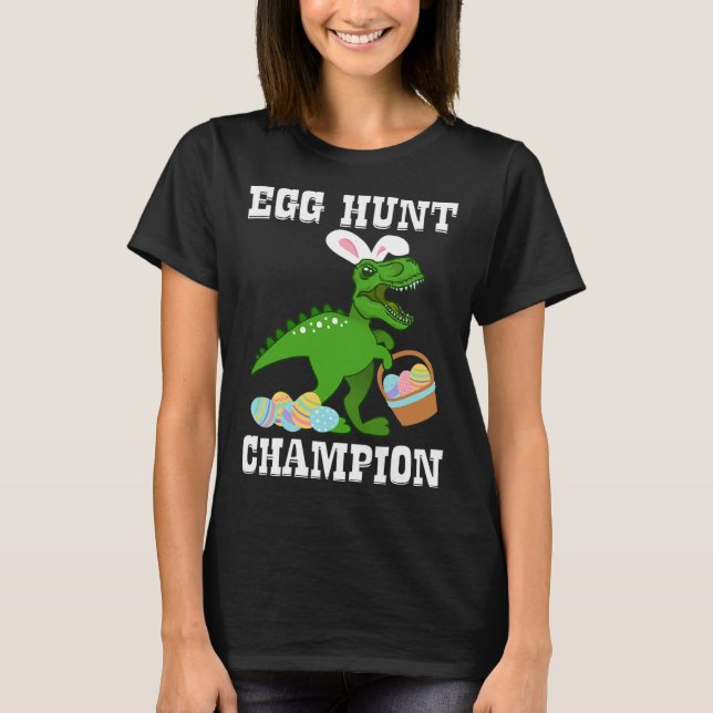 T-shirt CHAMPION DE CHASSE D'OEUF DE Pâques T Rex Dinosaur (Devant)