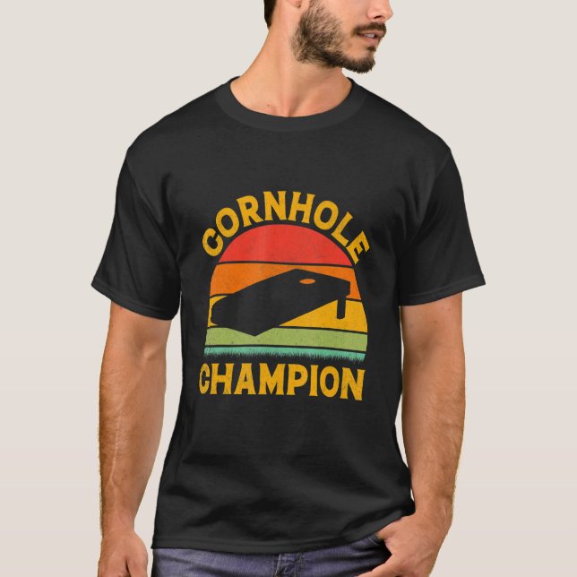 T-shirt Champion de Cornhole Joueur de Cornhole Équipe Hom (Devant)