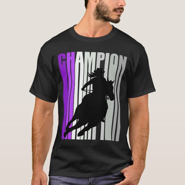 T-shirt Champion De Course De Baril Cheval équitation Purp (Devant)