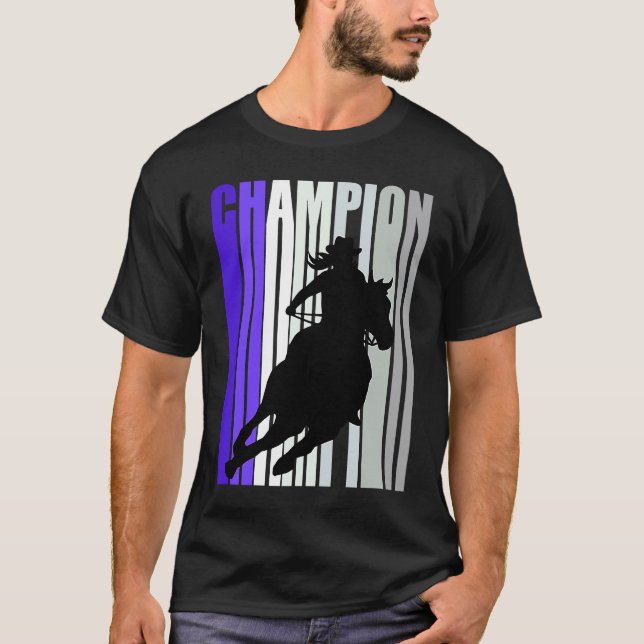 T-shirt Champion de course de barils Cavalières à cheval (Devant)