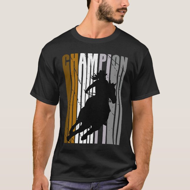 T-shirt Champion de course de barils Cheval brun à cheval  (Devant)