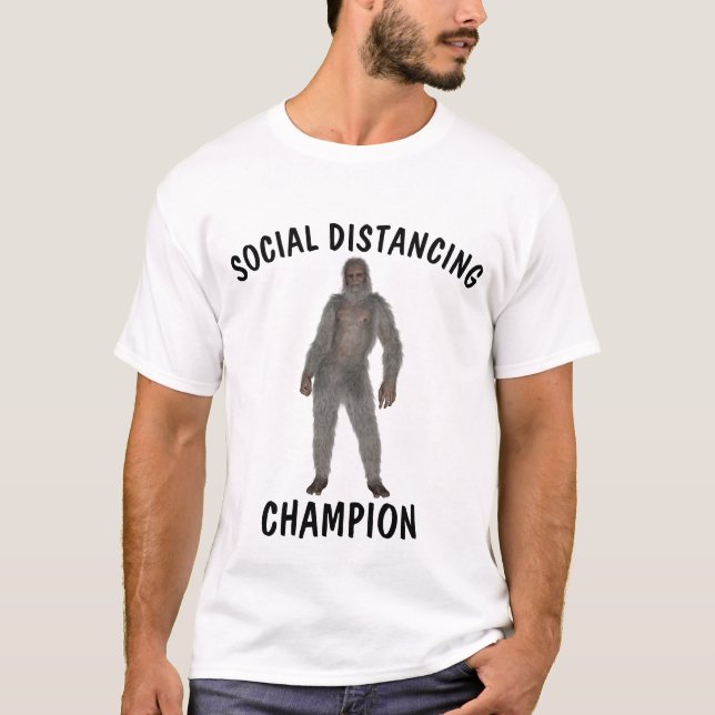 T-SHIRT CHAMPION DE DISTANCE SOCIALE SNOWMAN ABOMIDABLE T- (Devant)