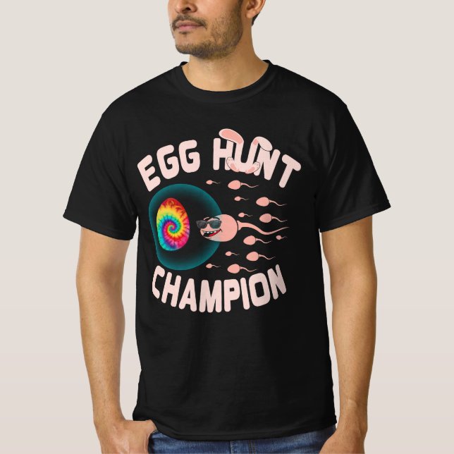 T-shirt Champion de la chasse aux oeufs Papa Pâques Sperm  (Devant)