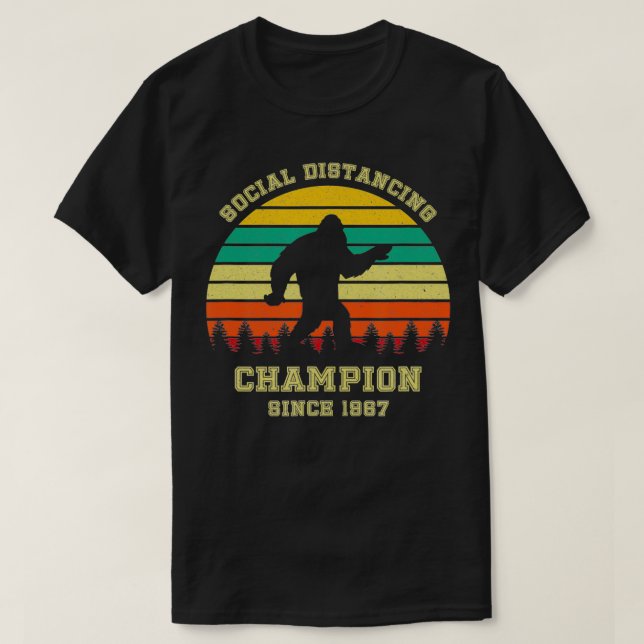 T-shirt Champion De La Distance Sociale Depuis 1967 54 Ans (Design devant)