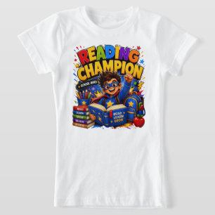 T-Shirt Champion de la lecture Enfant Héros de l'école T