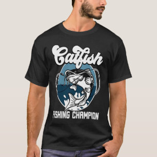 T-shirt Champion de la pêche au poisson-chat Un pêcheur et