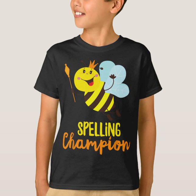 T-shirt Champion de l'orthographe Cute Bee Gagnante du Con (Devant)