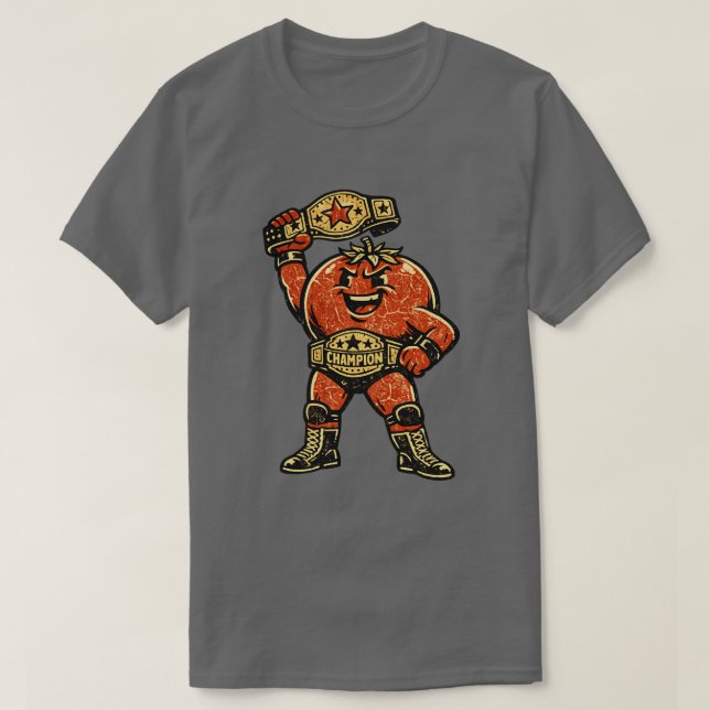 T-shirt Champion de lutte de tomate — Combattant rétro vin (Design devant)