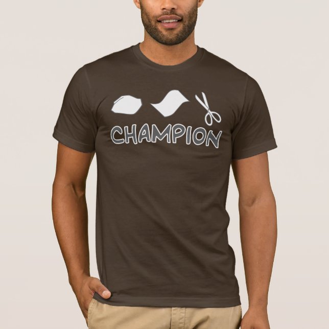 T-shirt champion de papier de ciseaux de roche (Devant)