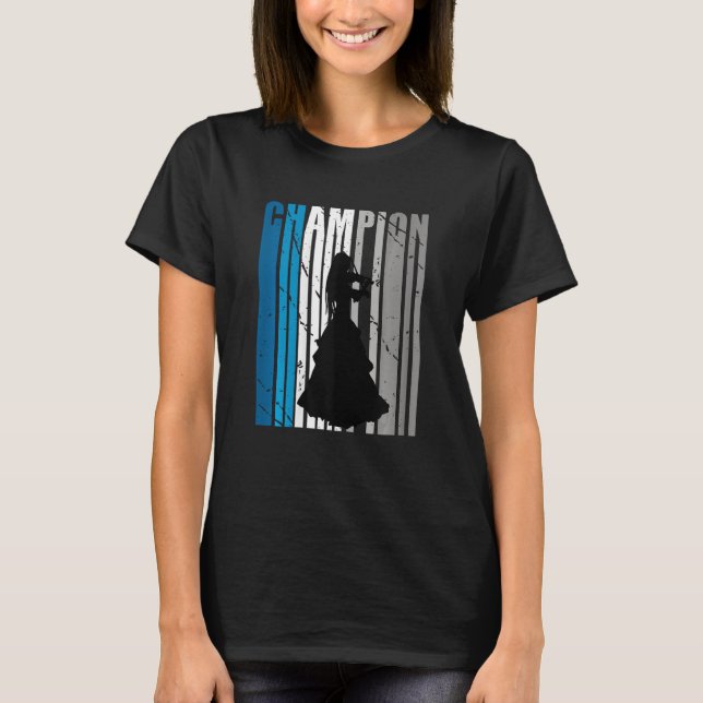 T-shirt Champion de violon turquoise mignonne pour femmes  (Devant)