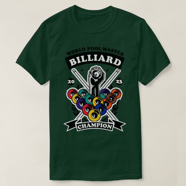 T-shirt Champion du monde de billard 2023 Billiard Fans S (Design devant)