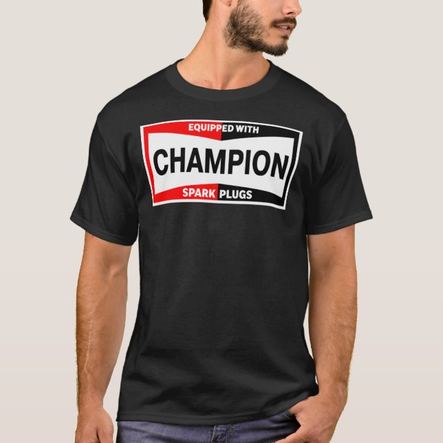 T-shirt Champion Spark Plugs Vintage Graphic Design (Devant)