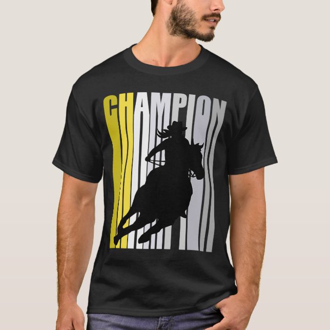 T-shirt Championne championne de cow-girl jaune équitation (Devant)